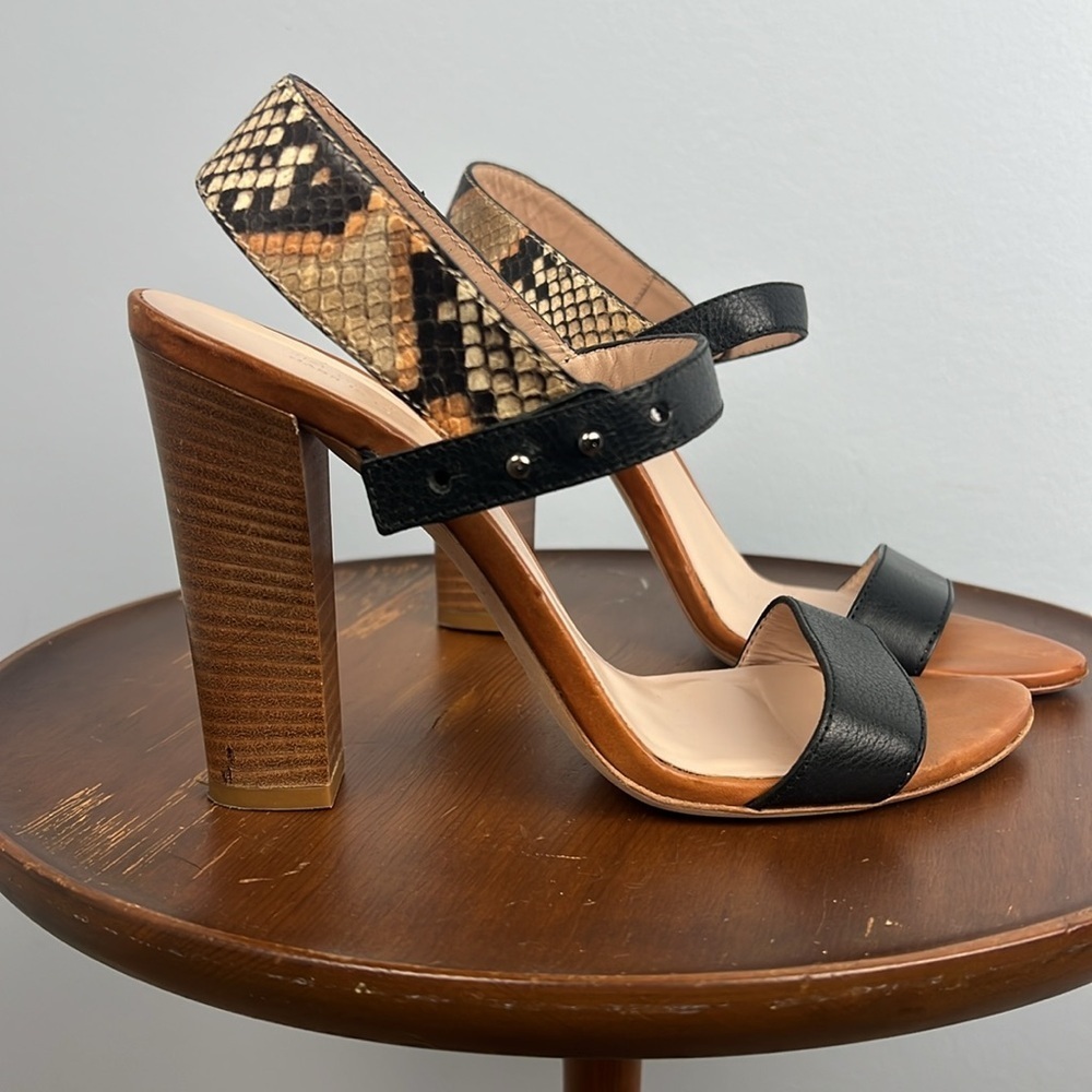 Club Monaco size 39.5 leather strappy slingback heeled sandal - Picture 2 of 11